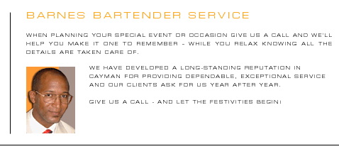 Barnes Bartender Service - Cayman Islands